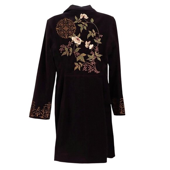 Cabi Carol Anderson Black Velour Embroidered Gilmore Practical Magic Vibe Coat 6 - Picture 2 of 16